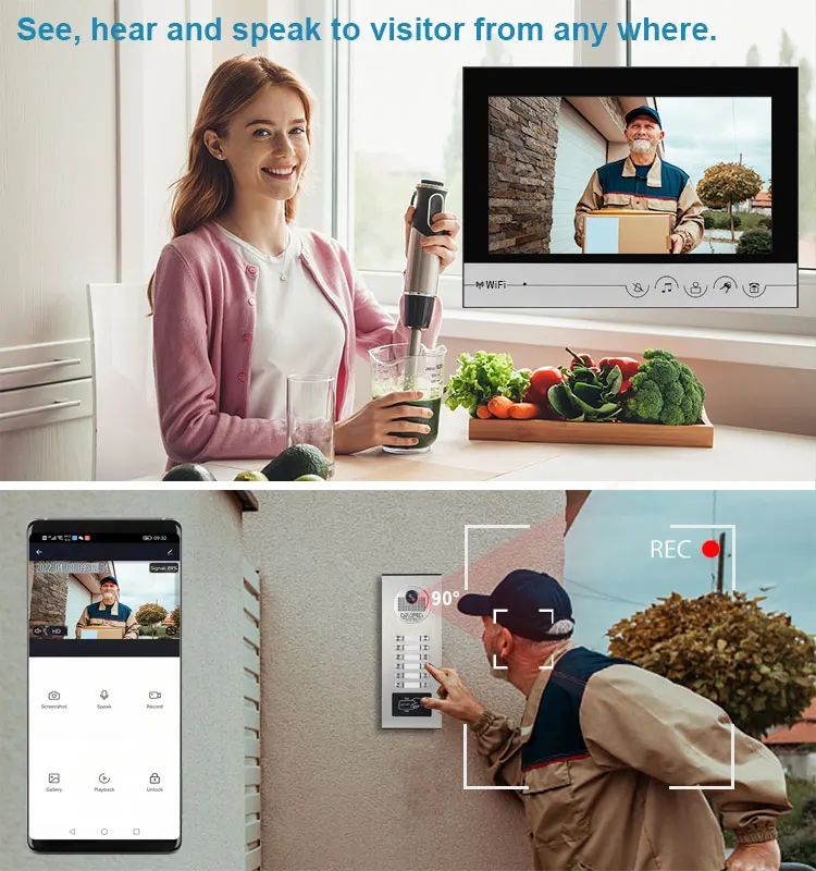 XINSILU 12 Buttons Tuya WIFI Multi Apartment Video Intercom Doorbell System with RFID Unlocking Access Control Outdoor Unit