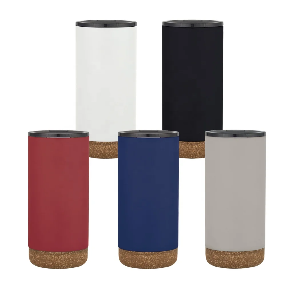 16 oz Insulated Tumbler Stainless Steel Double Wall Thermal Vacuum Coffee Travel Mug Cork Bottom with Slide Lid