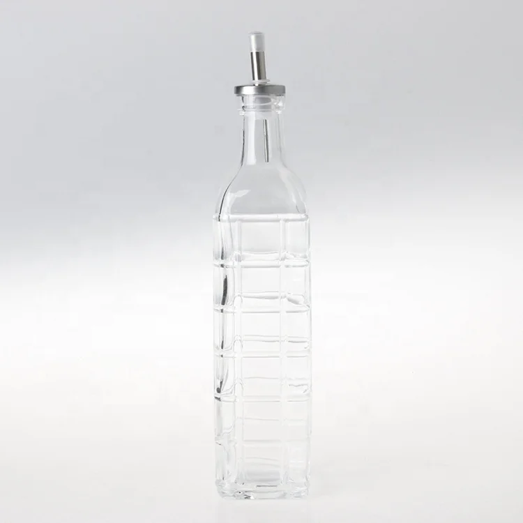 250ml 500ml 750ml Empty Square Kitchen Containers Vinegar Hot Sauce Olive Oil Glass Bottles with Spout