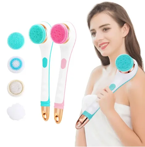 Long Handle Multi-Functional Electric Silicone Soft Hair Cleaning Brush Two Speed Waterproof  Remove Dead Skin Cleaning Brush