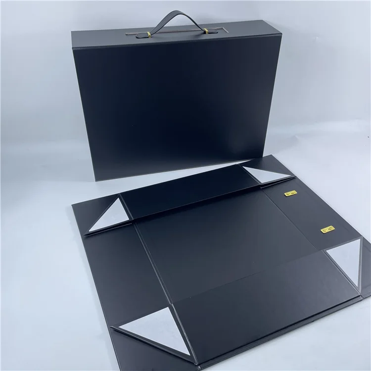 Recyclable Wholesale Anti Scratch Laminated Black Paper Storage Foldable Packaging Jeans Big Boxes Cloth Shipping Gift Package