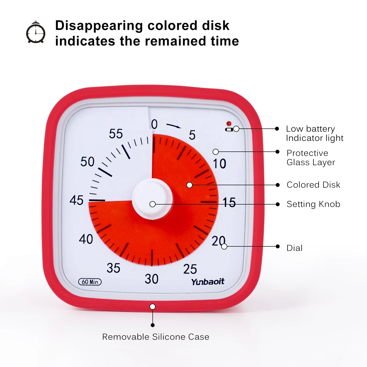 Yunbaoit New Kitchen Countdown Timer 60 Minute Visual Silent Analog Timer Wholesale Or OEM