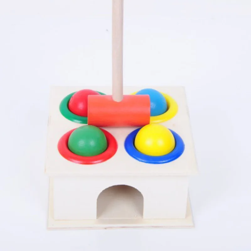 1Set Wooden Hammering Ball Hammer Box Children Fun Playing Hamster Game Toy Early Learning Educational Toys Hand Hammering Ball