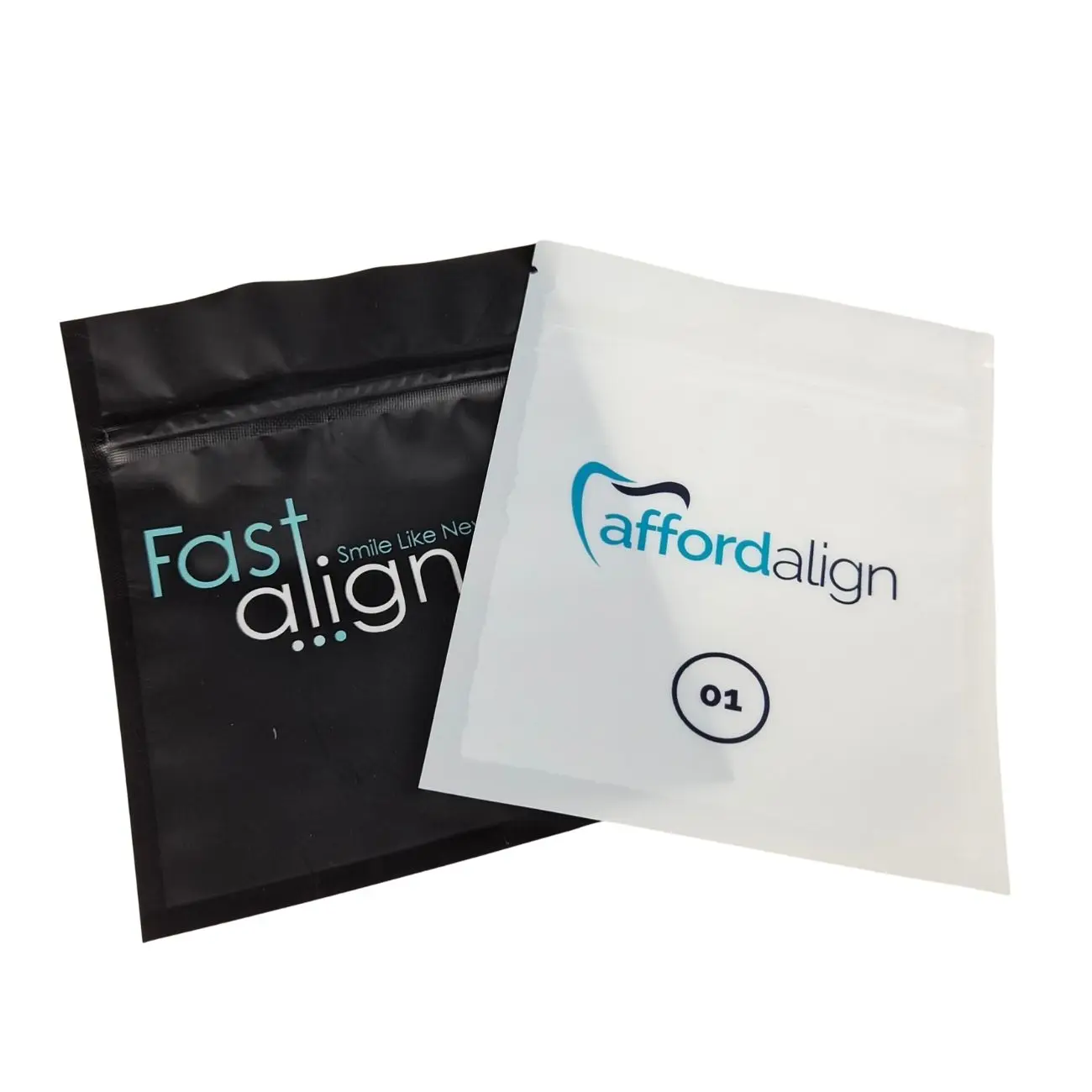 Custom Printed Teeth Home Clear Aligners Mylar Packaging Bags With Reusable Zipper Retainers Flat Bags For Clear Aligner