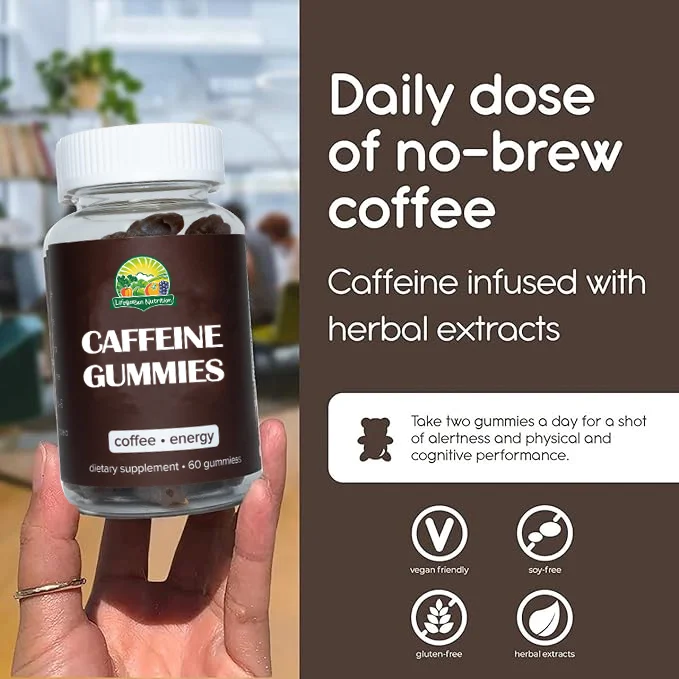 OEM Private Label Boost Of Energy Caffeine & Herbal Extract Infused Gummies Caffeine Gummies