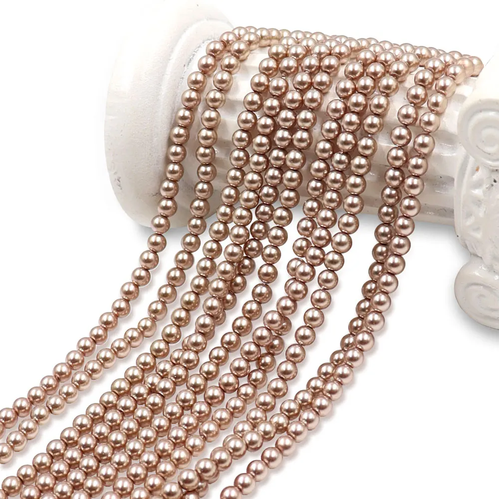 2024 China Manufactured High Grade 4mm Gold Pearl Imitation round Beads Small Size Glass Beads for Bag Making Loose Pearls