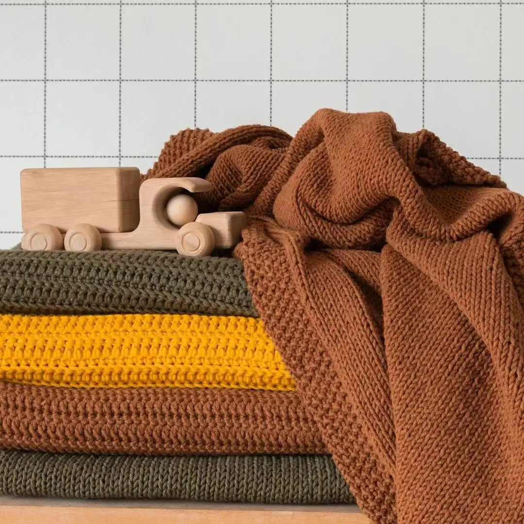 Baby Blankets Knitted Newborn Swaddle Stroller Bedding Wrap Cartoon Alpaca Infant Boys Girls Receiving Blanket Children Quilts