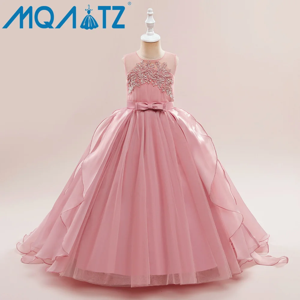 MQATZ Girls Chiffon Party Dress Hostess Ball Gown Birthday Girl Princess Dance Performance Dress ALP-0010