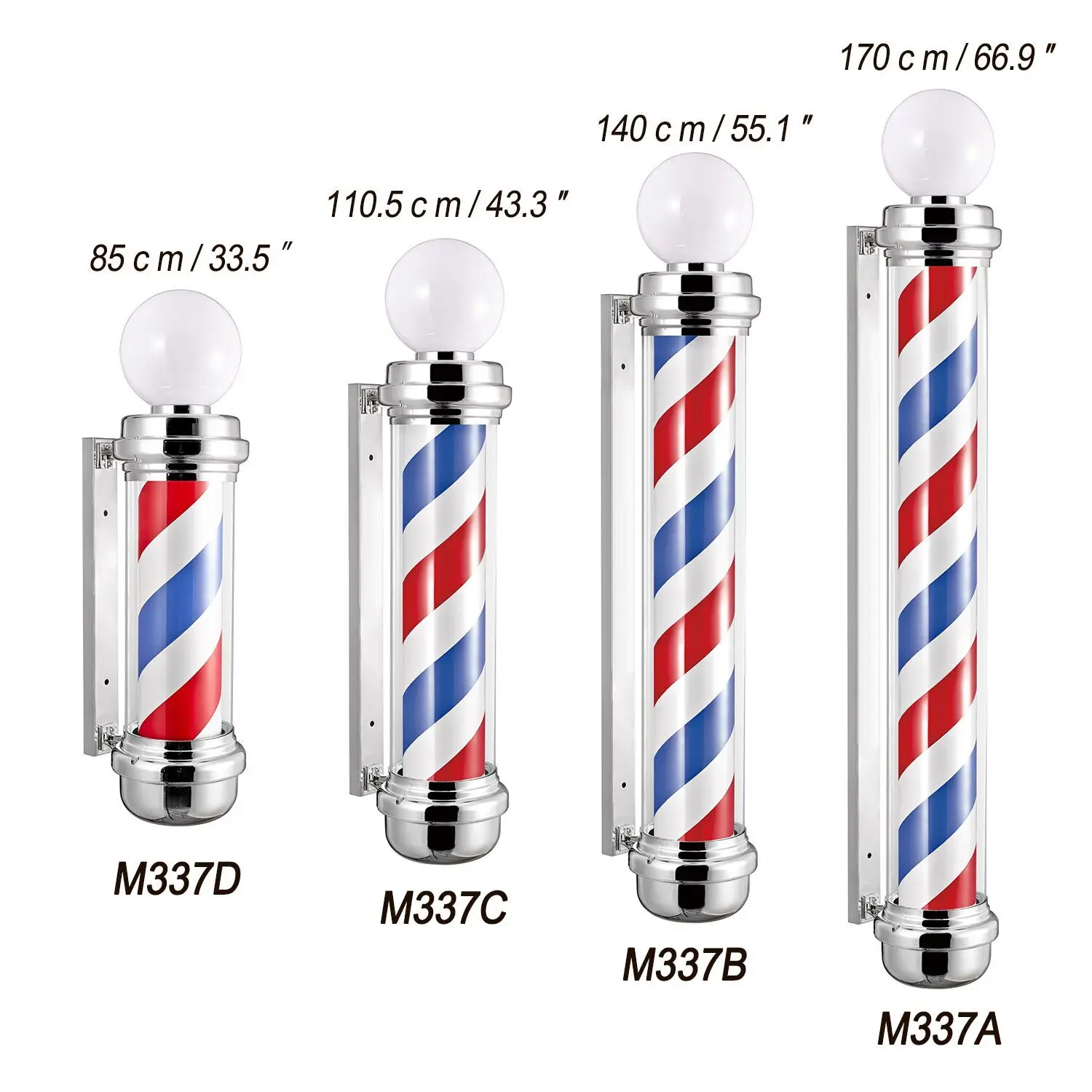 M102 Best quality Waterproof Rotating LED salon sign Spinning Barber shop pole