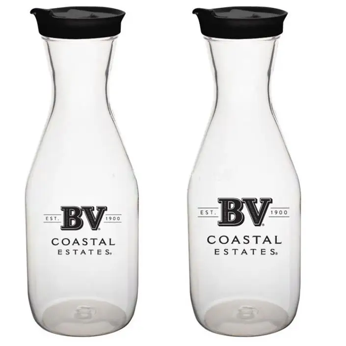 1L Plastic Transparent Water Carafe with Clip Lid Plastic Carafe Decanter