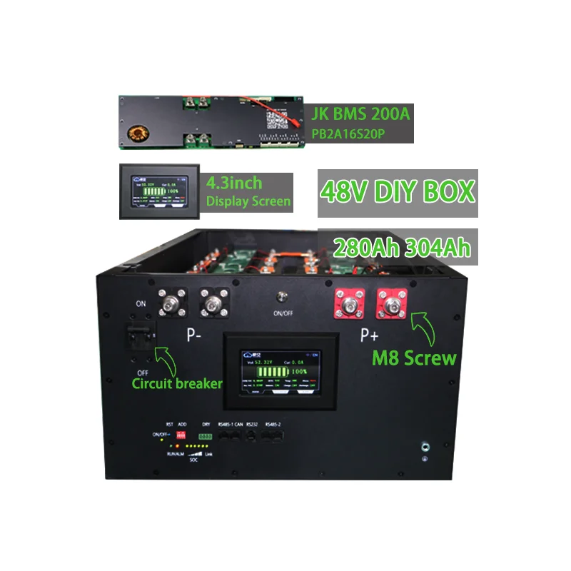 YIXIANG Metal Case lifepo4 Battery Pack Accessories Kits DIY Box 15Kwh 51.2V 280Ah Lifepo4 Home Solar Energy Storage Box