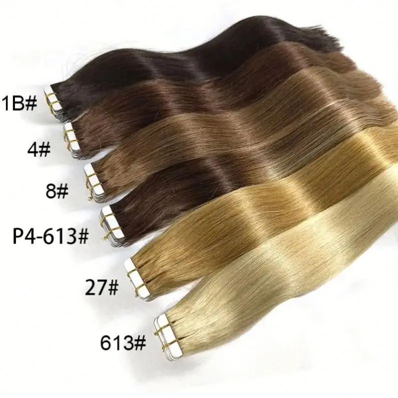 European Russian Double Tape Hair Extensions Raw Cuticle Aligned Virgin Remy Tape Hair Extensions Human Hair