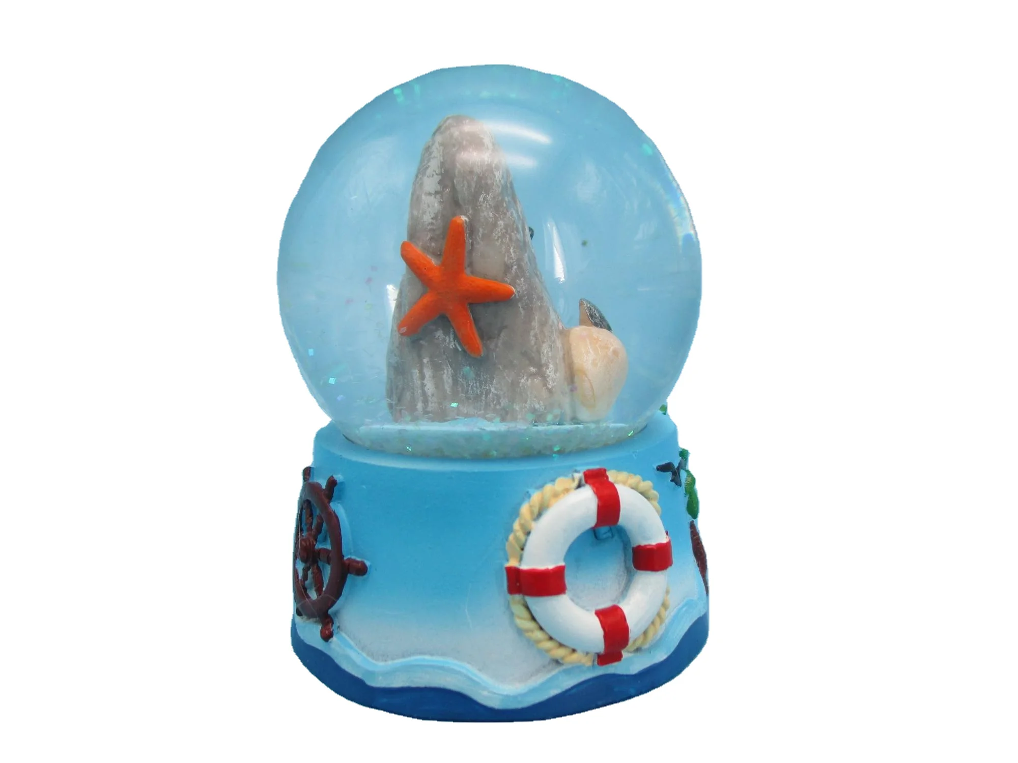 65MM Nautical Style PolyResin Snow Globe with Hippocampus Snow Ball Tourist Souvenir Gift