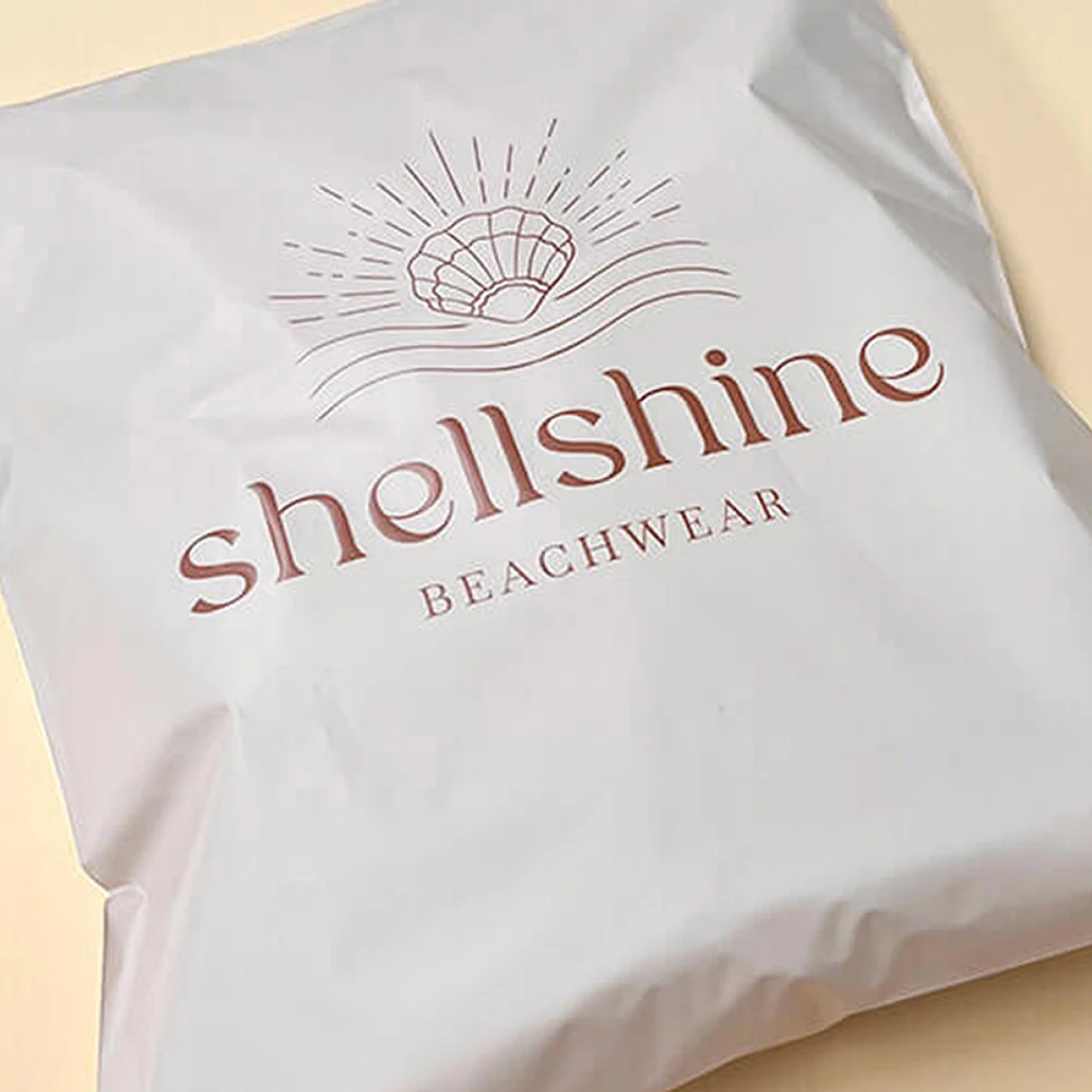 biodegradable wholesale high quality peach custom printed rose logo poly pack mailers plastic packaging bag for clothing