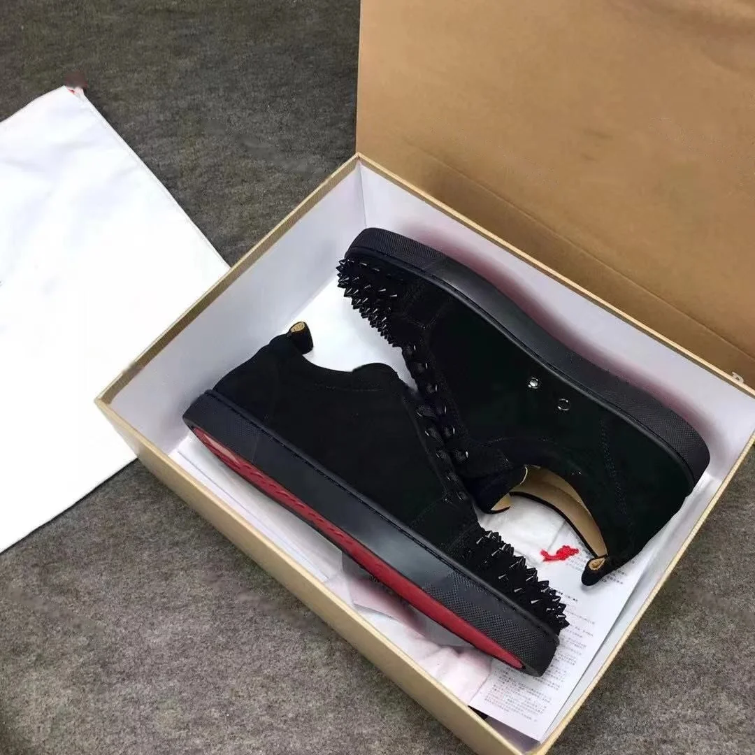 Factory Men Red Bottom Spike Shoes Men Real Genuine Leather Famous Brands for Women Luxury Designer Casual Sneakers
