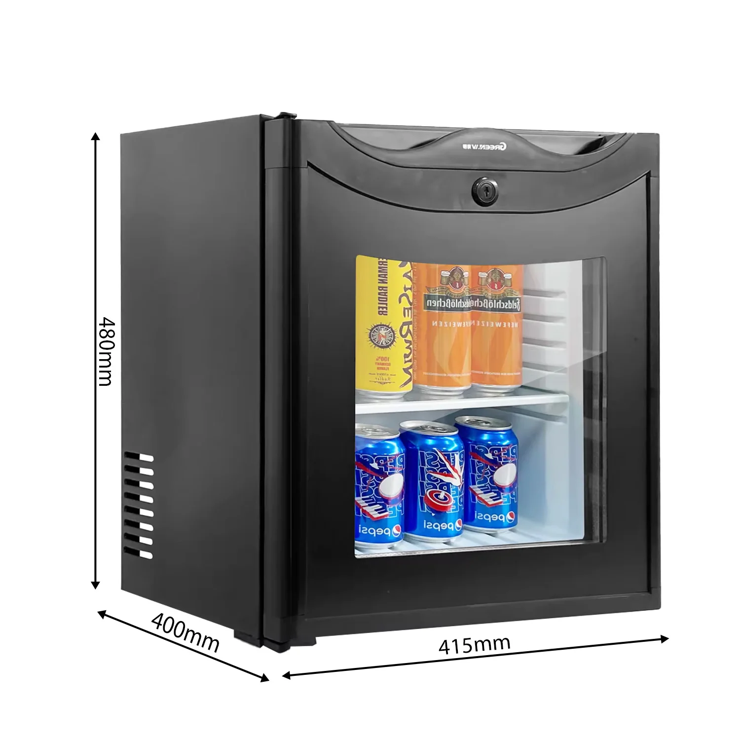 Black Mini Refrigerator Transparent Glass Door Commercial Compact Cosmetics Counter 25L Customized Car Mini Refrigerator