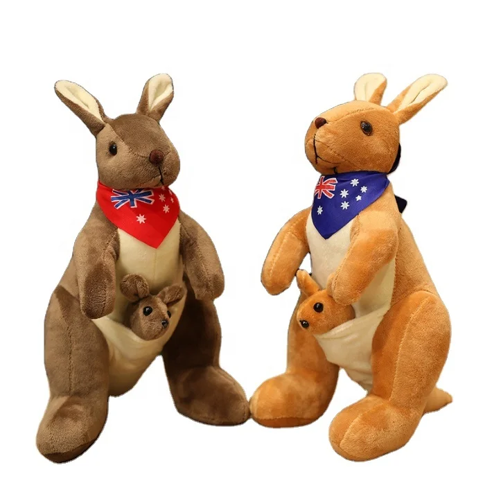 Australian mascot soft kangaroo plush toy with embroidery for baby