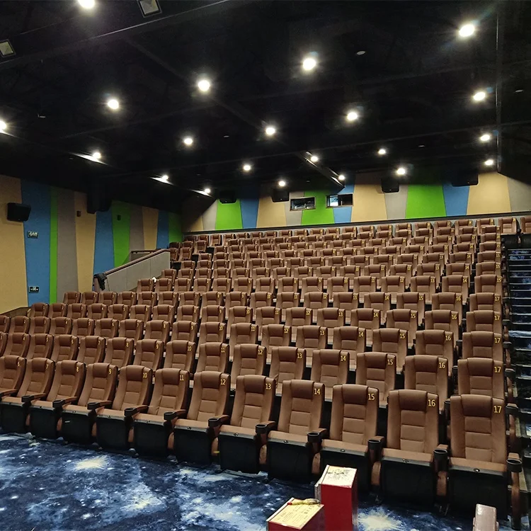 New Design Modern Luxury Purple Fabric Folding Movie Cinema Chairs Theater Seats With Cupholder
