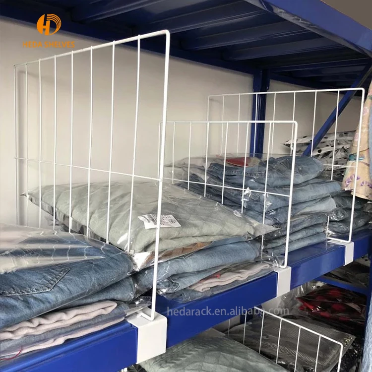 Material handling steel galvanized clip-on welded zinc hanging metal wire mesh shelf dividers for wire decking