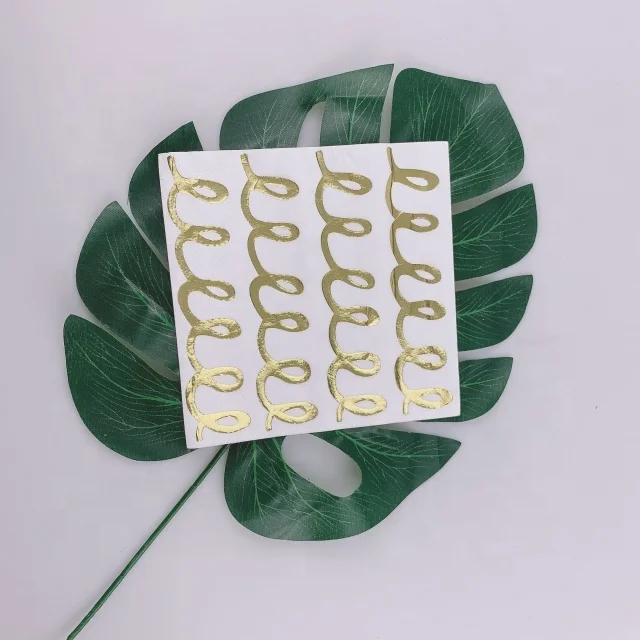 5 inch Decorative Beverage Cocktail Paper Napkin,Gold Foil Strip Dot Serviette Sliver Foiled For Home Hotel Restaurant