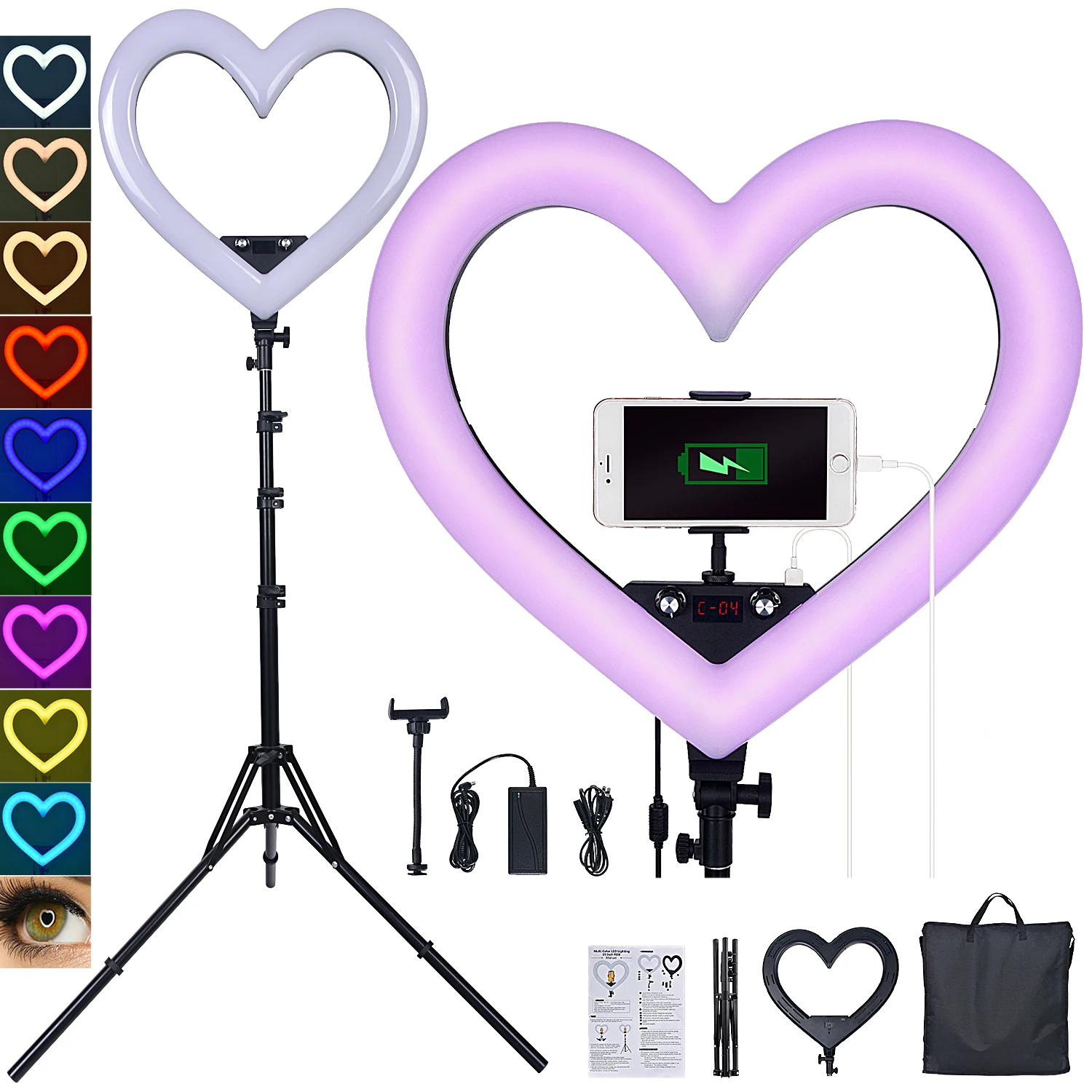 
LED Heart Shaped Selfie Ring Light Lamp 20 Inch With Tripod Stand Kit Dimmable Ringlight Price Tik Tok Youtube Live Streaming 