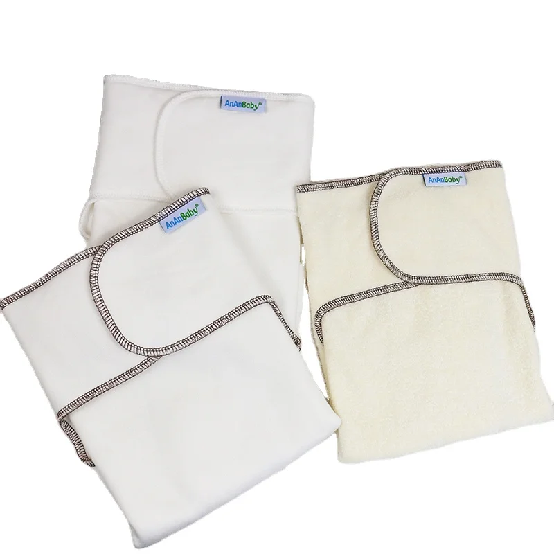 Ananbaby Wholesale Washable Natural Soft Bamboo Preflat Diapers Ecological Fitted Reusable Baby Nappy
