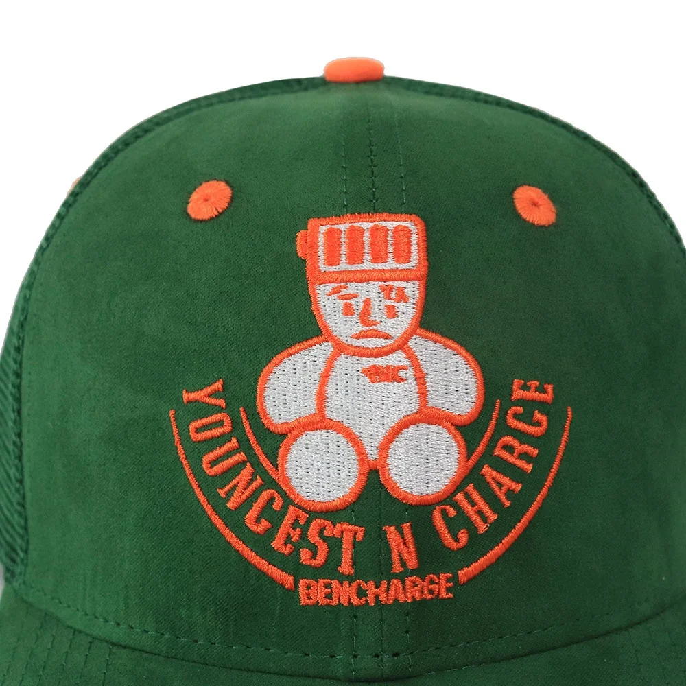 2022 New Arrival High Quality Customized 6 Panel Trucker Hat Army Green Suede Back Mesh With Logo Embroidery Casual Caps