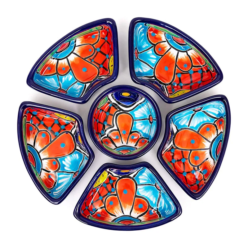 Мексиканская керамика Талавера чип & Dip Taco сервировочная тарелка логотип печать чаша