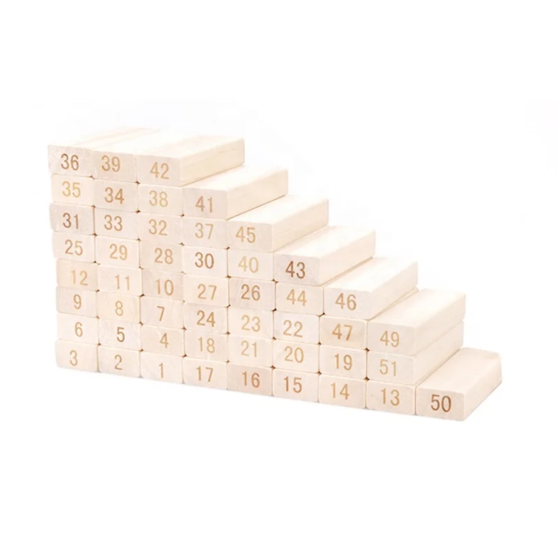 54pcs Wooden Domino Stacking Blocks Tumbling Tower Building Blocks Set Educational Toy for Kids Educational Toy