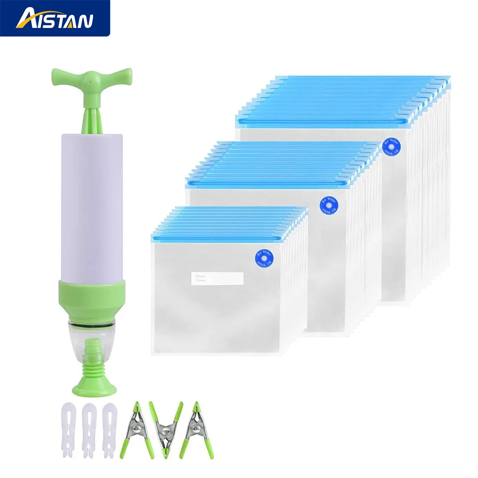 SV-B37 [30 Bags] Sous Vide Bags 30 Reusable Vacuum Food Storage Bags 3 Sizes Large Sous Vide Bags with Pump, Clips