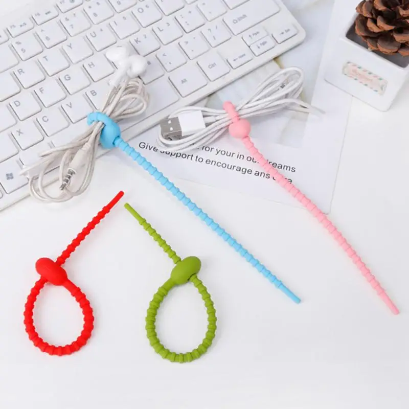 Reusable Silicone Cable Twist Ties Organizer Perfect for Cord Management Electronics Wire Strips, Kitchen, Garden Rubber Wraps