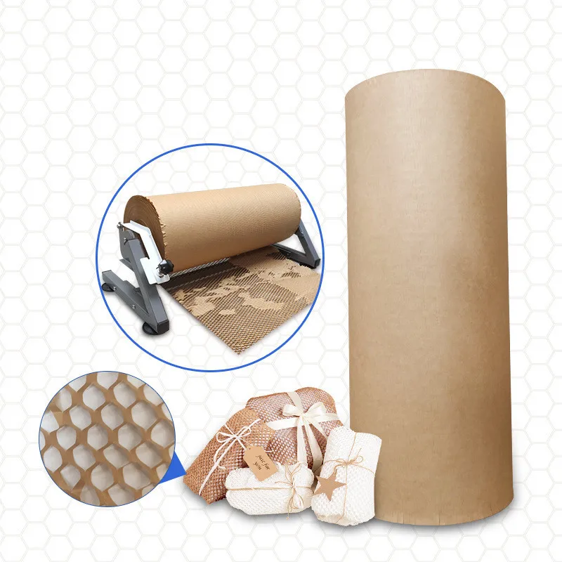 Perforated-Packing Cushioning Wrap Honeycomb Packaging Paper Rolls with 20 Fragile Sticker Labels