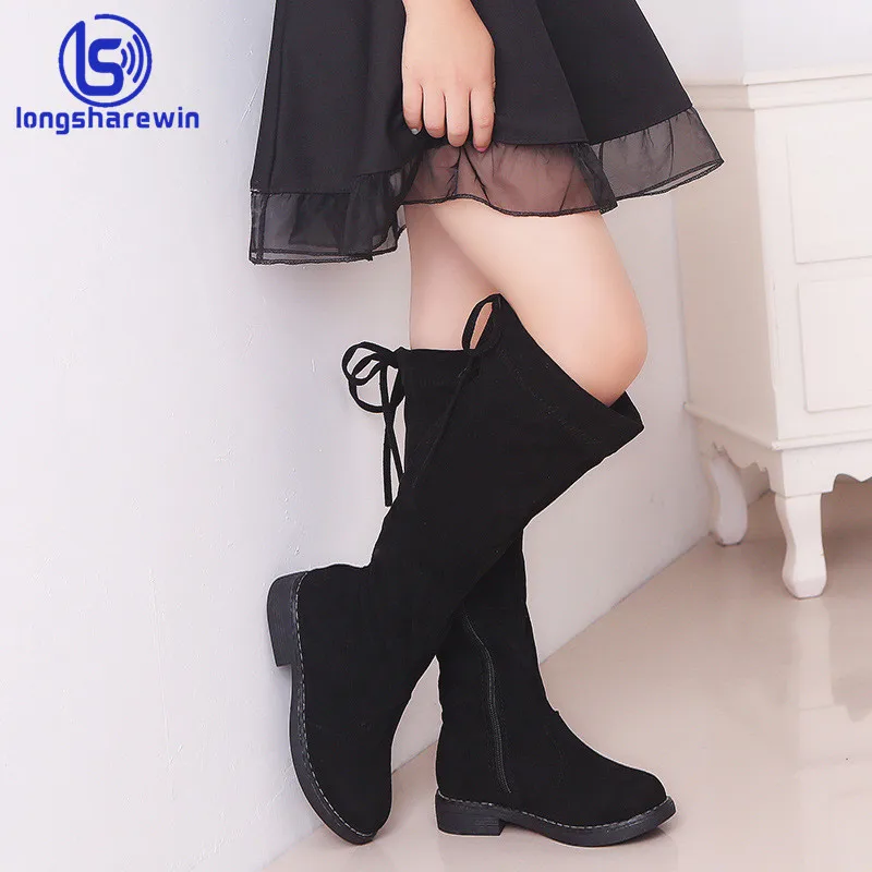 Новейший дизайн; Сезон зима детские высокие черные носки-подколенки для девочек кожаная обувь с высоким голенищем; Элегантная кожаная обувь, обувь для снега, женские сапоги