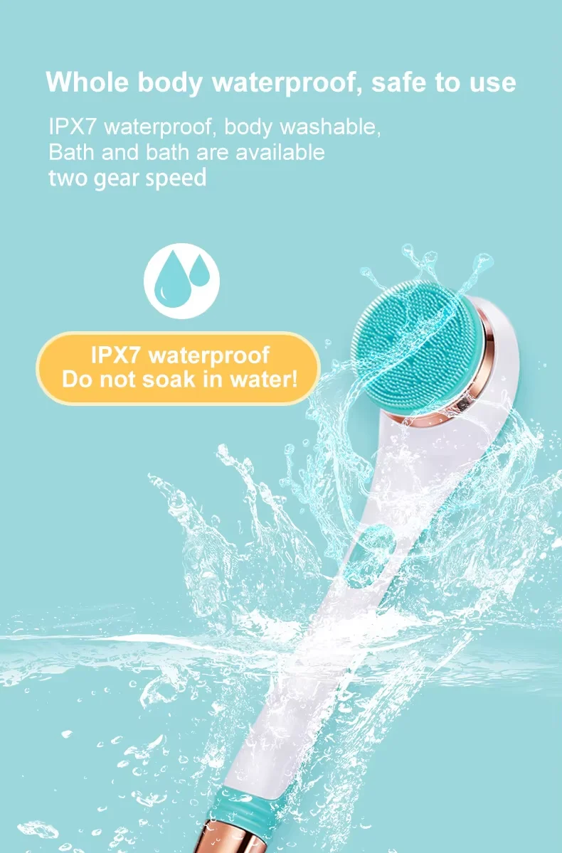 Long Handle Multi-Functional Electric Silicone Soft Hair Cleaning Brush Two Speed Waterproof  Remove Dead Skin Cleaning Brush