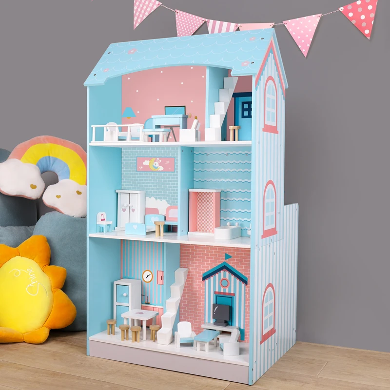 New shape simulation  2 in 1 wooden doll house kitchen toys for kids pretend play wood cooking toys kitchen set for kids