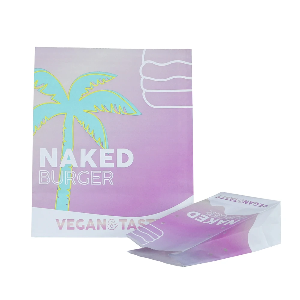 Reusable Stand-Up Pouch Made from Food Grade Kraft Paper Bag with Gravure Printing for Burger Food Packaging