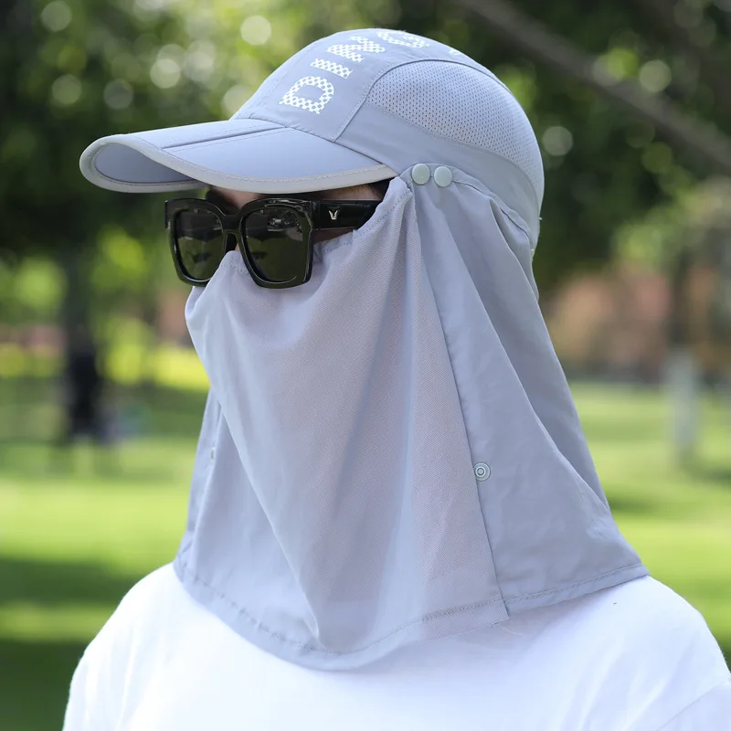 Custom Outdoor Face Cover High Quality Plain For Men Sports Caps UV Sun Protection Face Cap For Men With Neck Flap