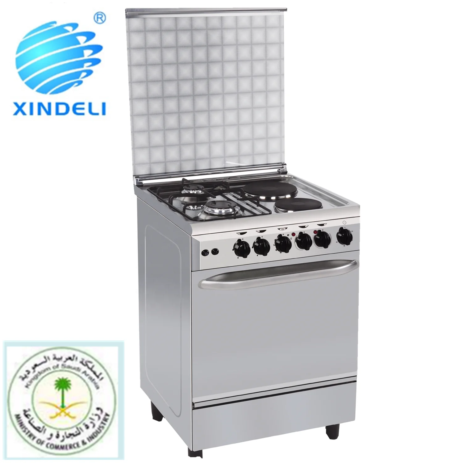 
2019new type flexible 600*600mm electric oven with gas cooker with 2 hotplates 