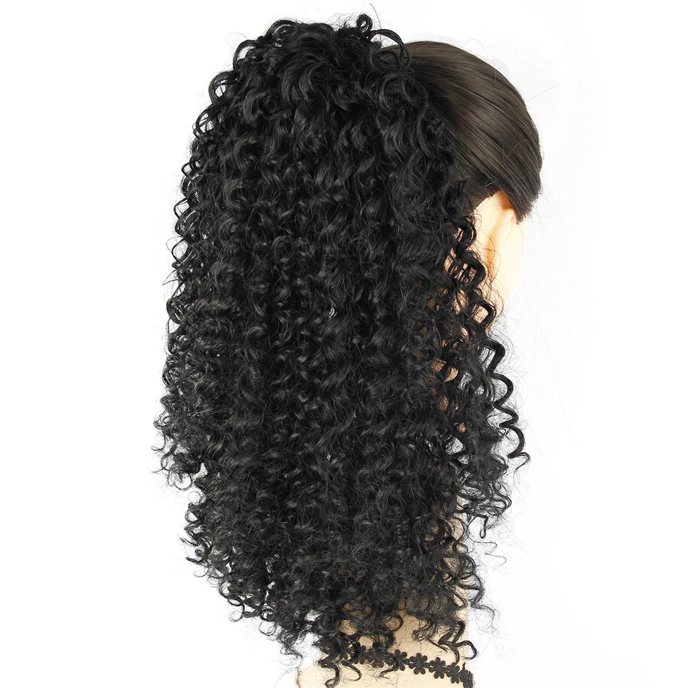 14Inch Ombre Synthetic Afro Kinky Curly Ponytail Drawstring Puff Ponytail Hairpiece For Women
