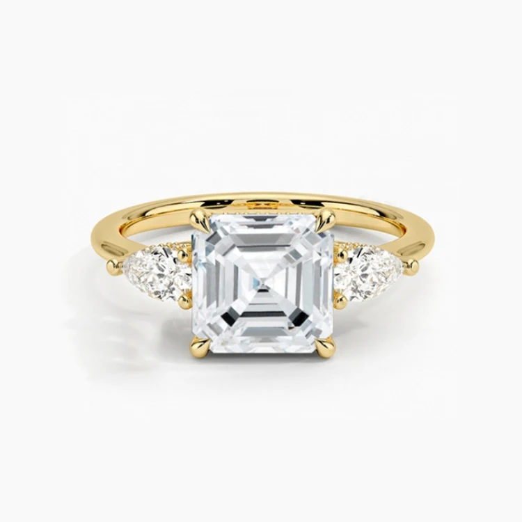 SGARIT Silver Jewelry 3 Stone Ring 1CT VVS Moissanite 925 Silver Wedding Engagement Ring GRA Gold Plated Moissanite Ring