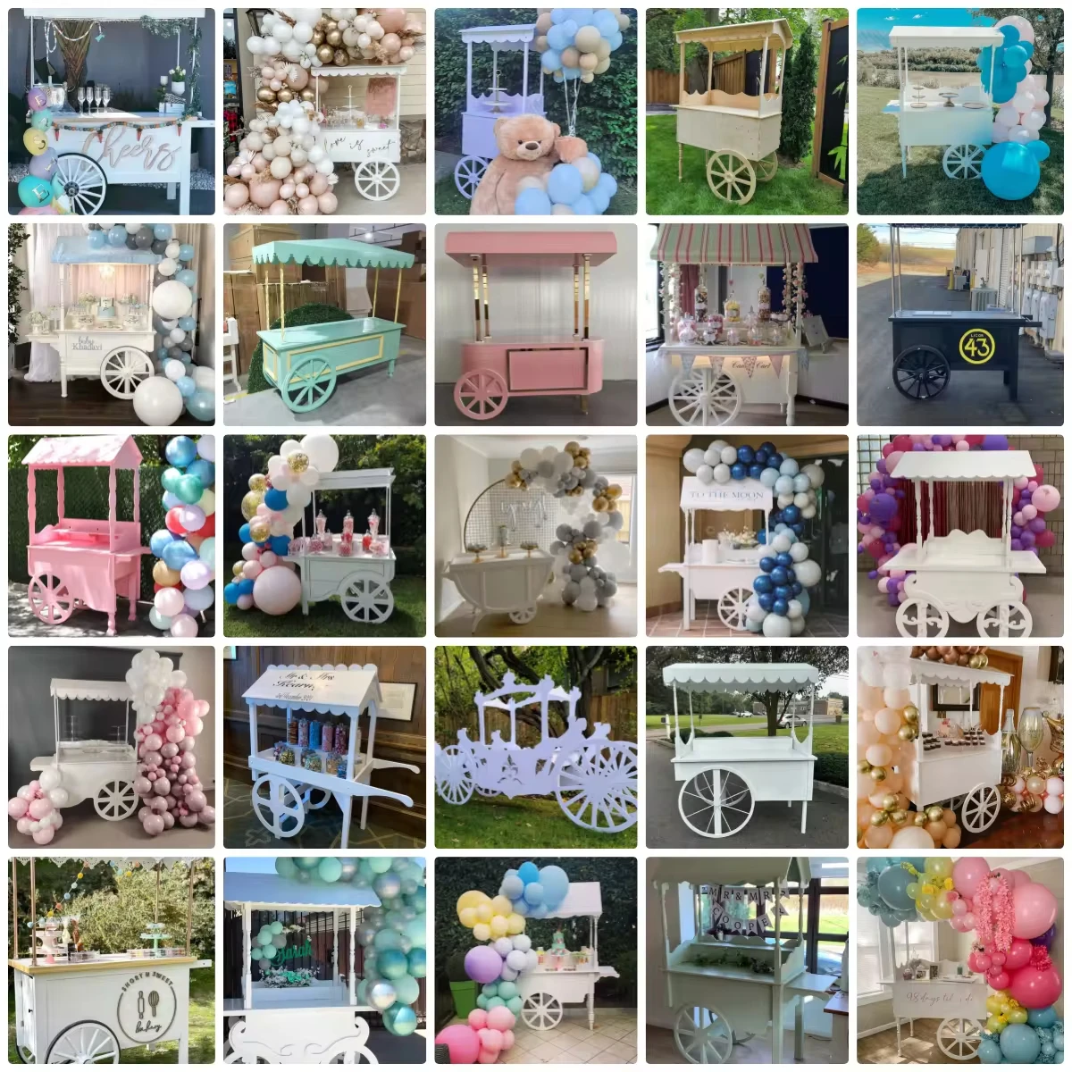Customized collapsible candy car Flower Candy Carts With Wheels For Wedding Children Christmas Decoration dessert candy bar cart