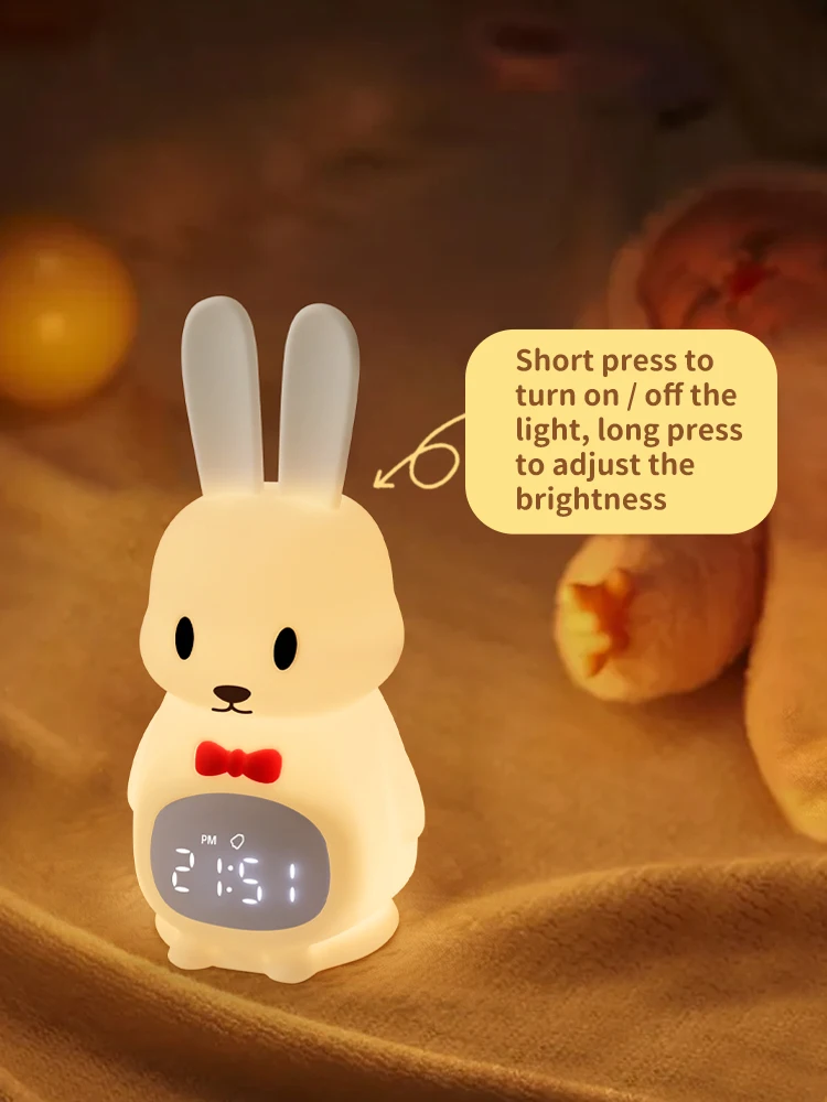 Cute Portable Led Rabbit Silicone Sleep Trainer For Baby Kid Bed Room  Rechargeable