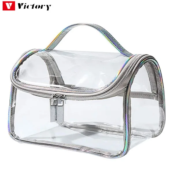 Transparent nylon makeup pouch pvc clear custom cosmetic bags pvc toilet cosmetic bag clear makeup pouch