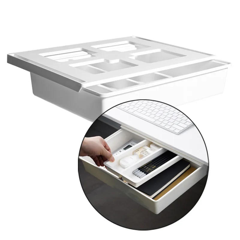 Самоклеящиеся скрытые пластиковые ящики большого размера, ящик для хранения под столом, ящик для шкафа, разделитель, органайзер, канцелярский держатель для макияжа