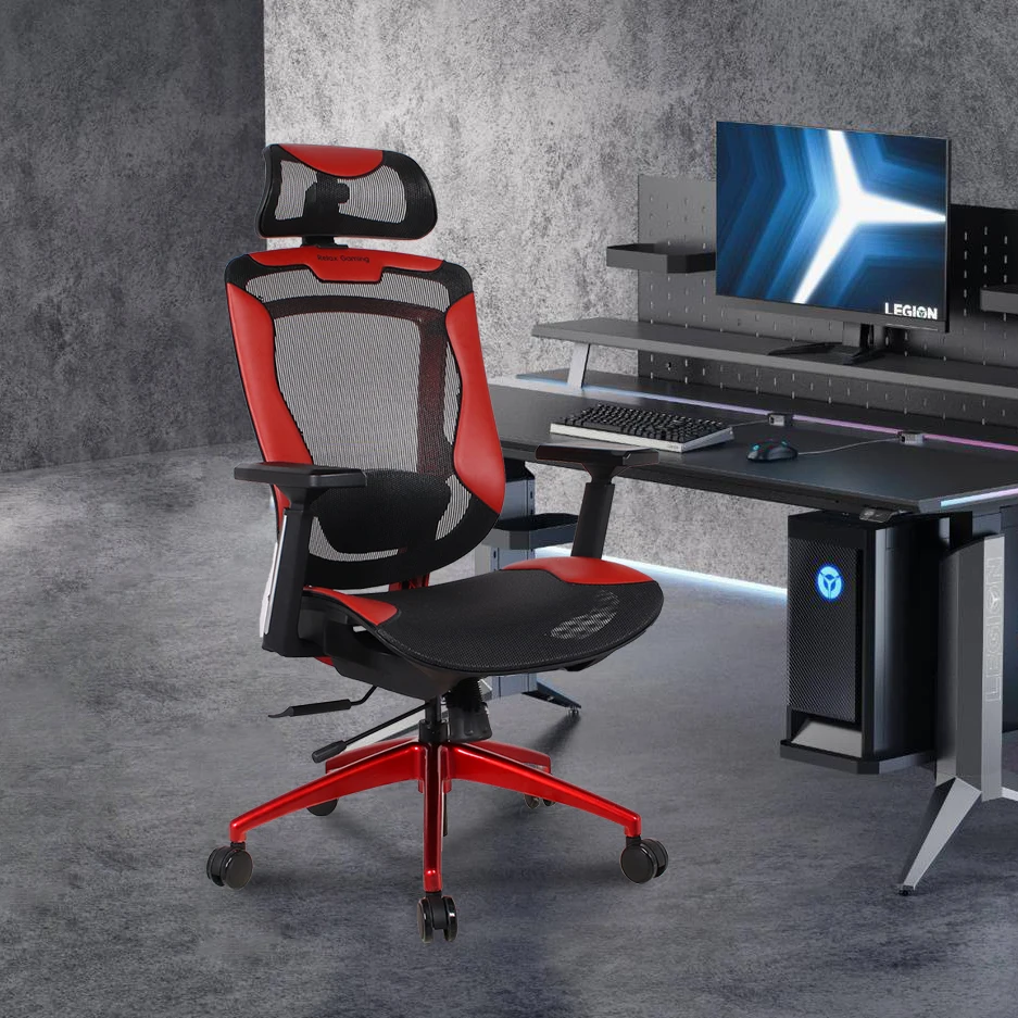 New product cheap gamer computer gaming chair adjustable mesh back red leather gaming chair with footrest