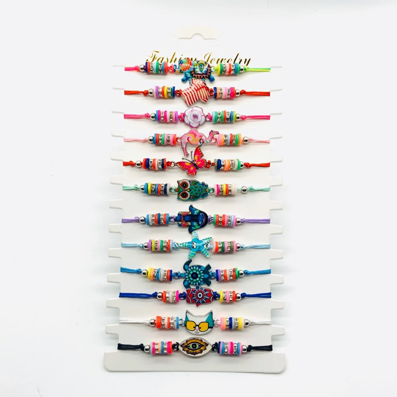 Плетеные браслеты ручной работы из полимерной глины с цветными бусинами, красочный плетеный керамический браслет в богемном стиле с рисунком маслом