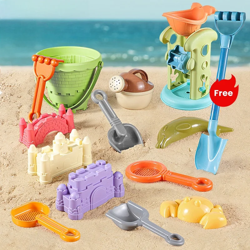 Creative Intelligence 14 PCS Sandbox Toys With Plastic Truck Car Castle Bucket Beach Toy for Children Play