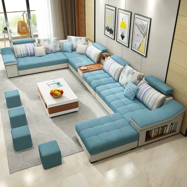 5 Years Quality Guarantee U Shape 7 Seater Corner Drawing Room Sofa CEFS004