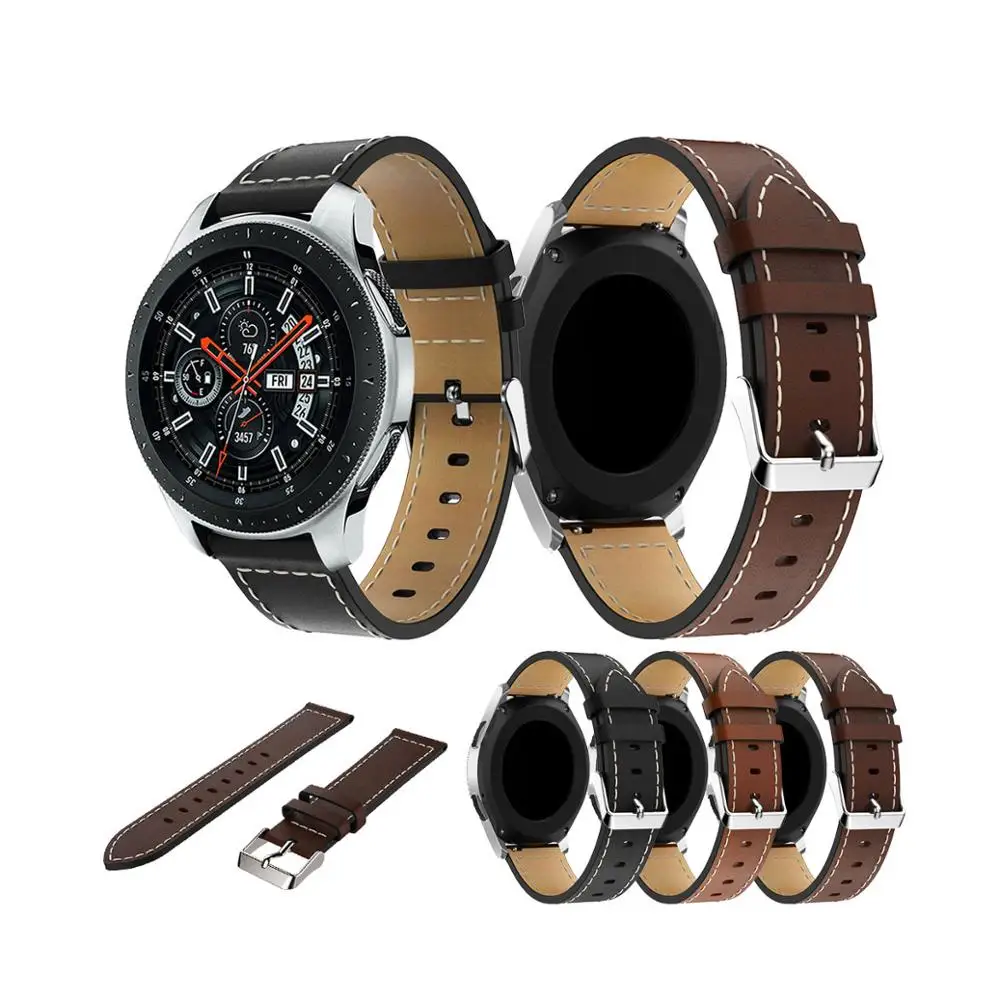 22mm Quick Install Genuine Leather Watch Strap For Samsung Gear S3 Galaxy Watch 46mm Leather Band