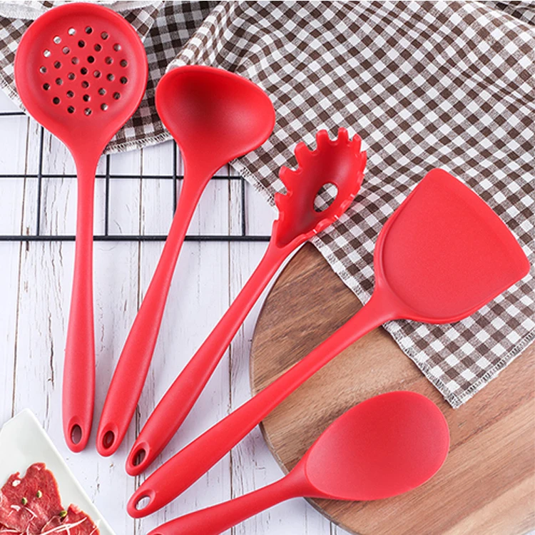 Silicone kitchen utensils five-piece set high temperature resistant spatula spoon non-stick cooking kitchen tools